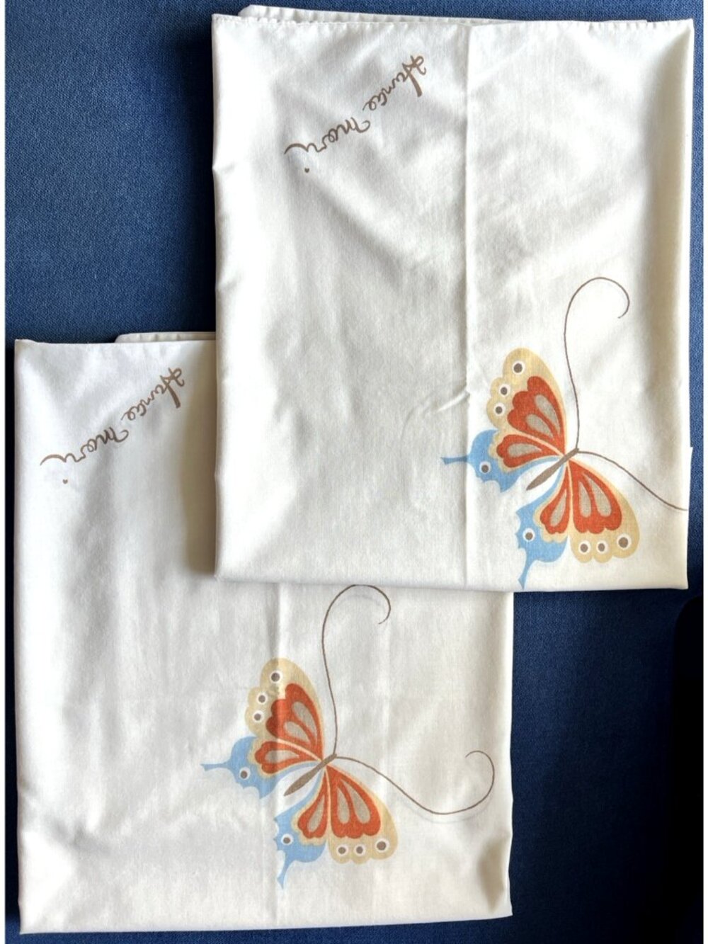Butterfly Hanae Mori Pillowcase PAIR Standard No-Iron Percale Martex Made in USA